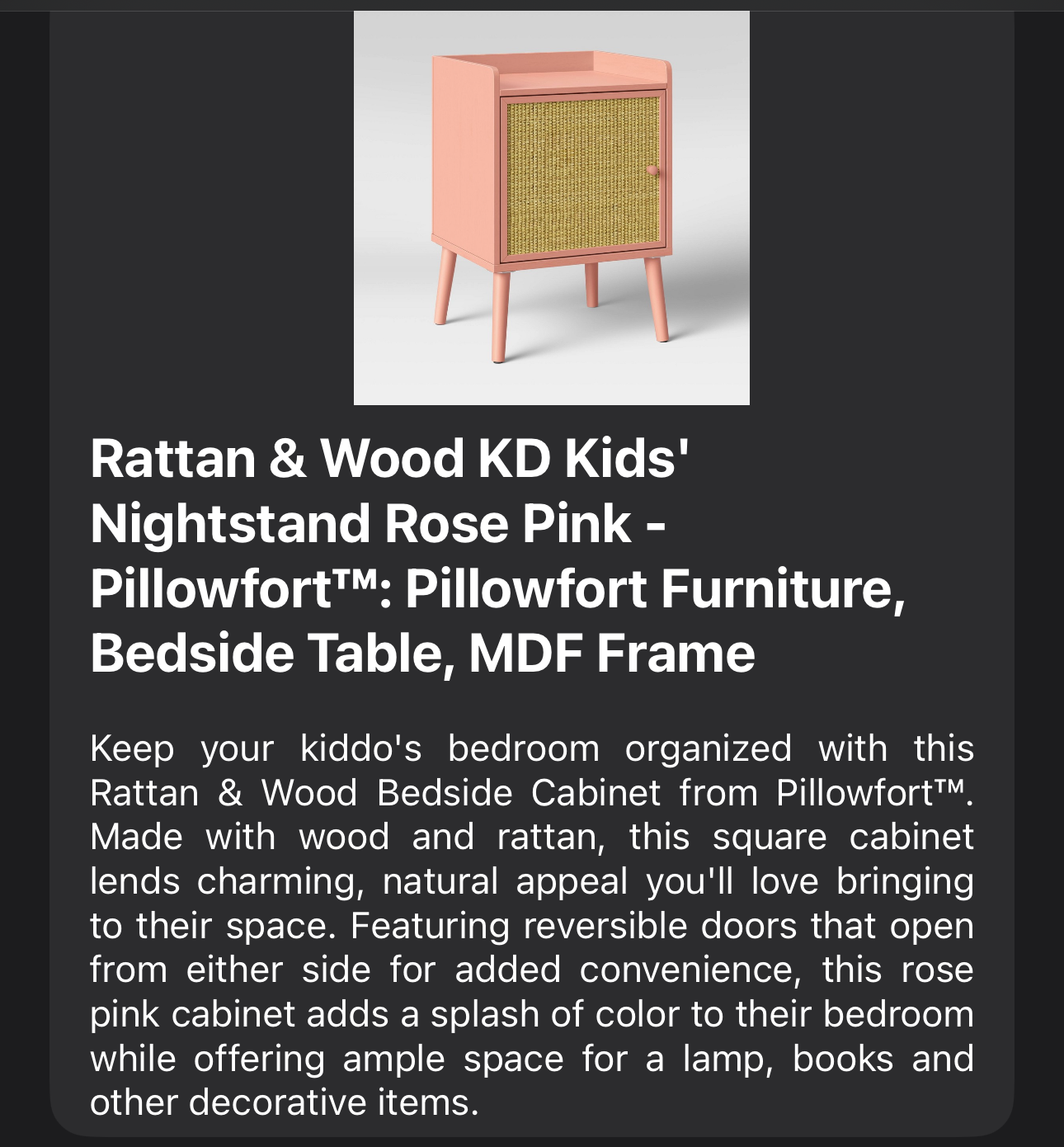 Pink nightstand