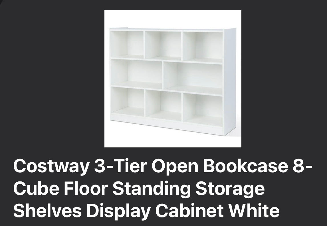 Costway 3-Tier 8-Cube Bookcase Storage Shelves White