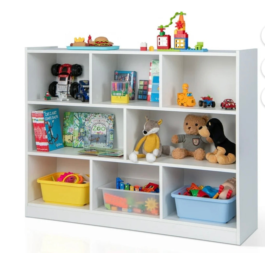 Costway 3-Tier 8-Cube Bookcase Storage Shelves White