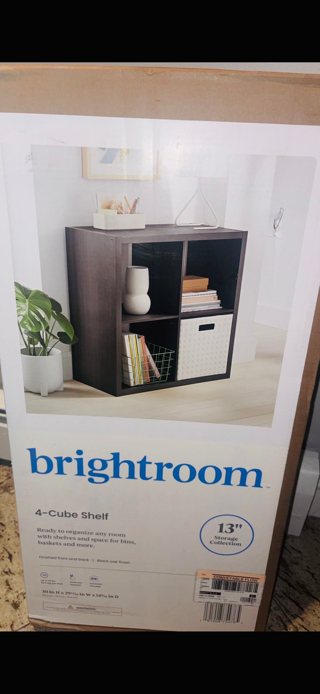 Brightroom 4-Cube Shelf - Black Oak