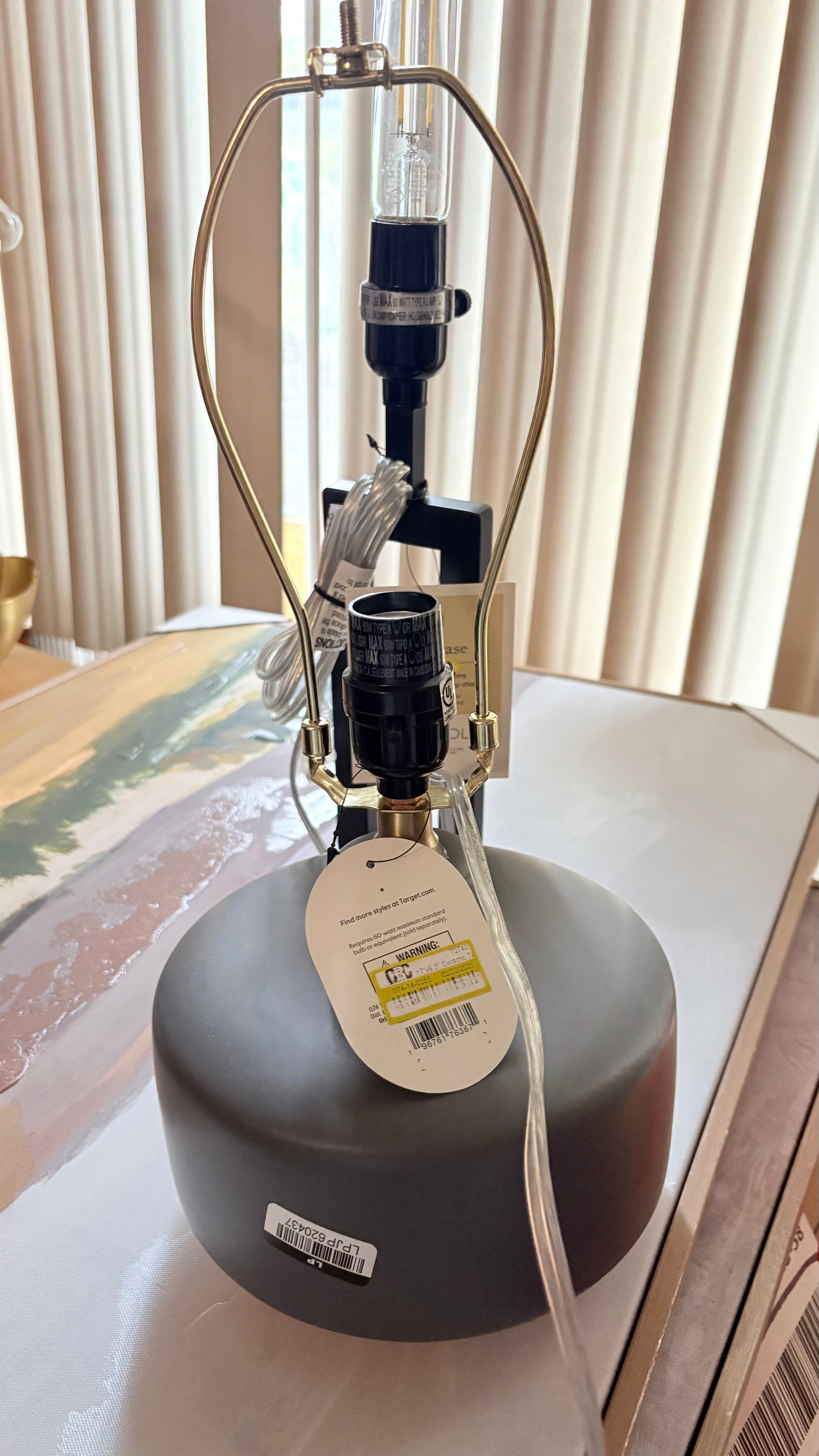 Threshold Ceramic Table Lamp with Wood Base