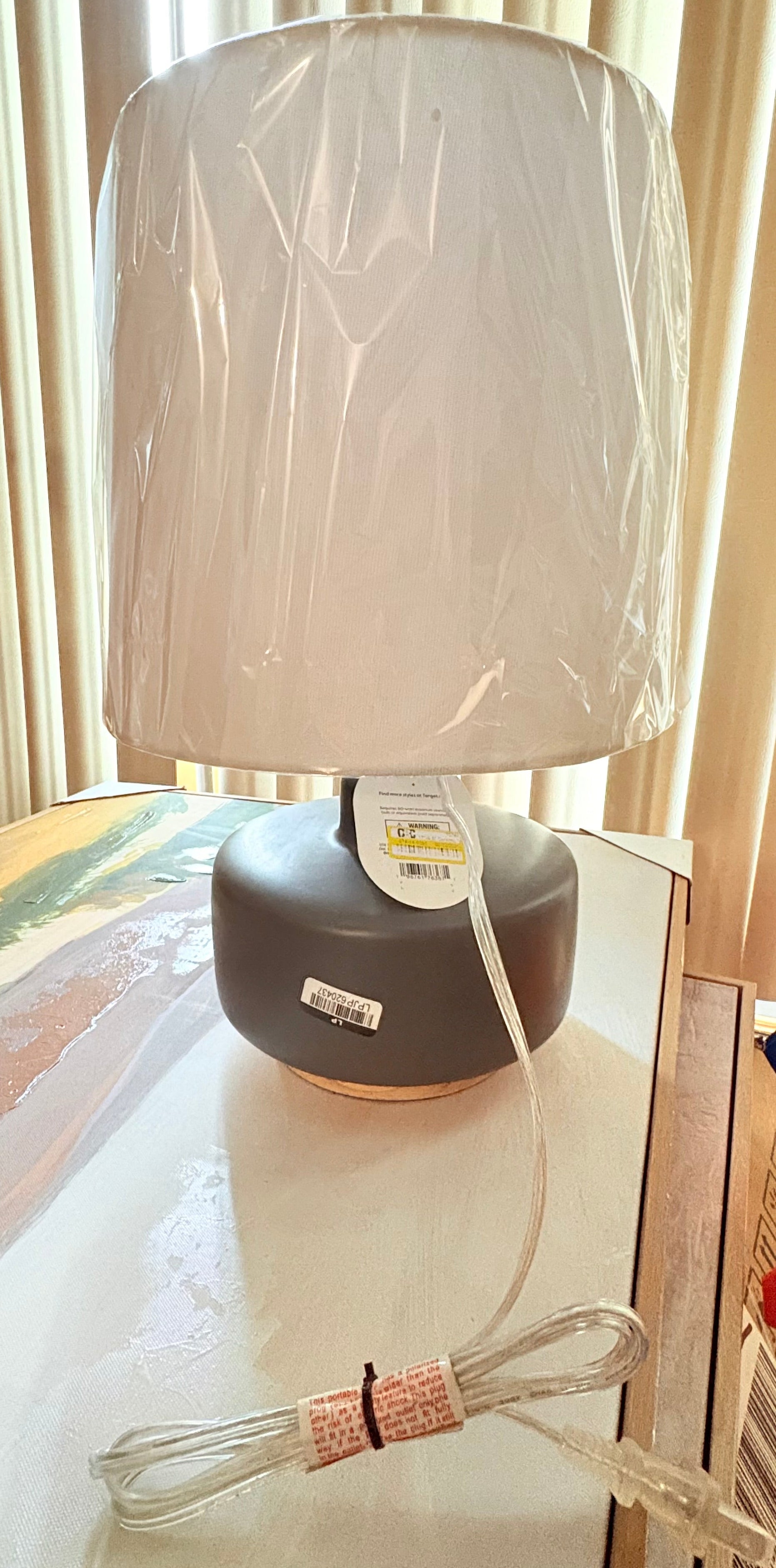 Threshold Ceramic Table Lamp with Wood Base