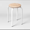 Set of 2 Plywood Stacking Stools with Metal Base - White