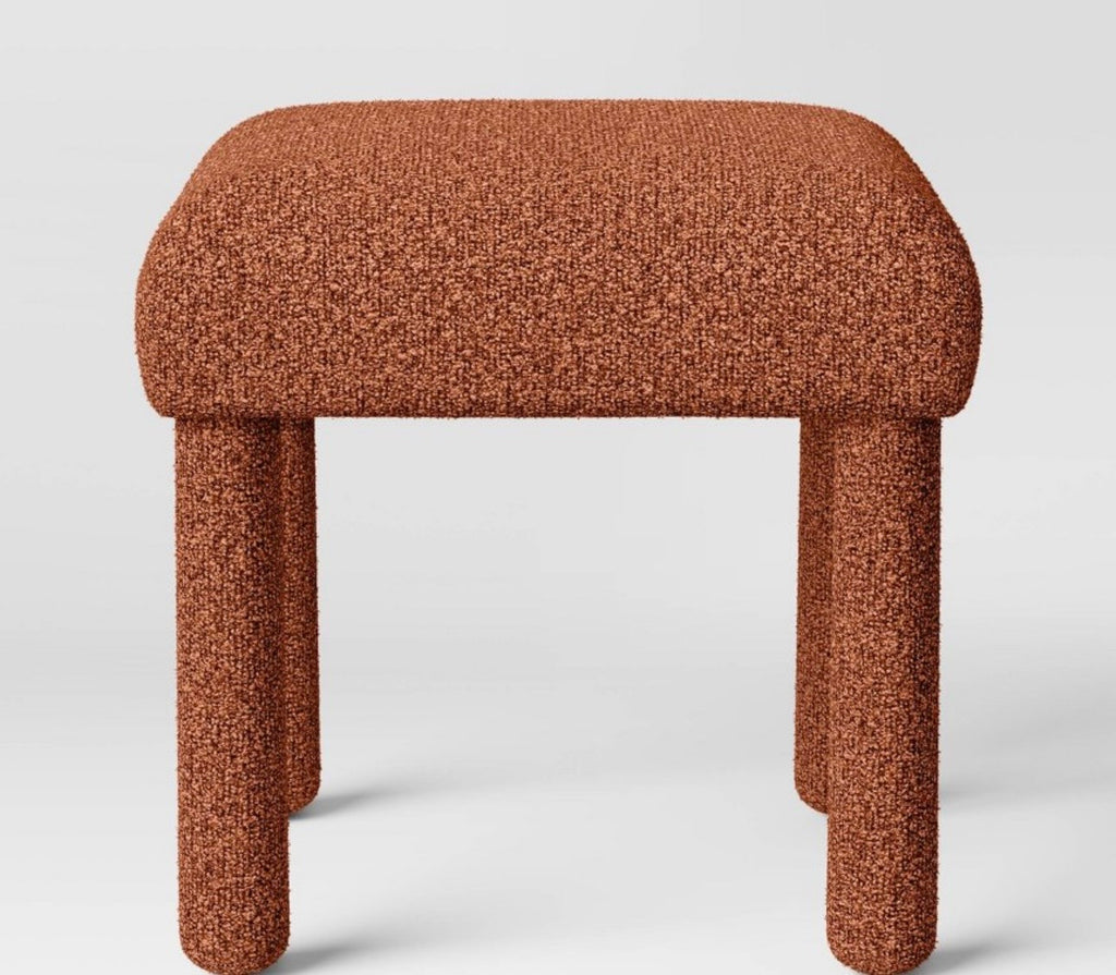 Upholstered Square Stool Ottoman - Rust Boucle