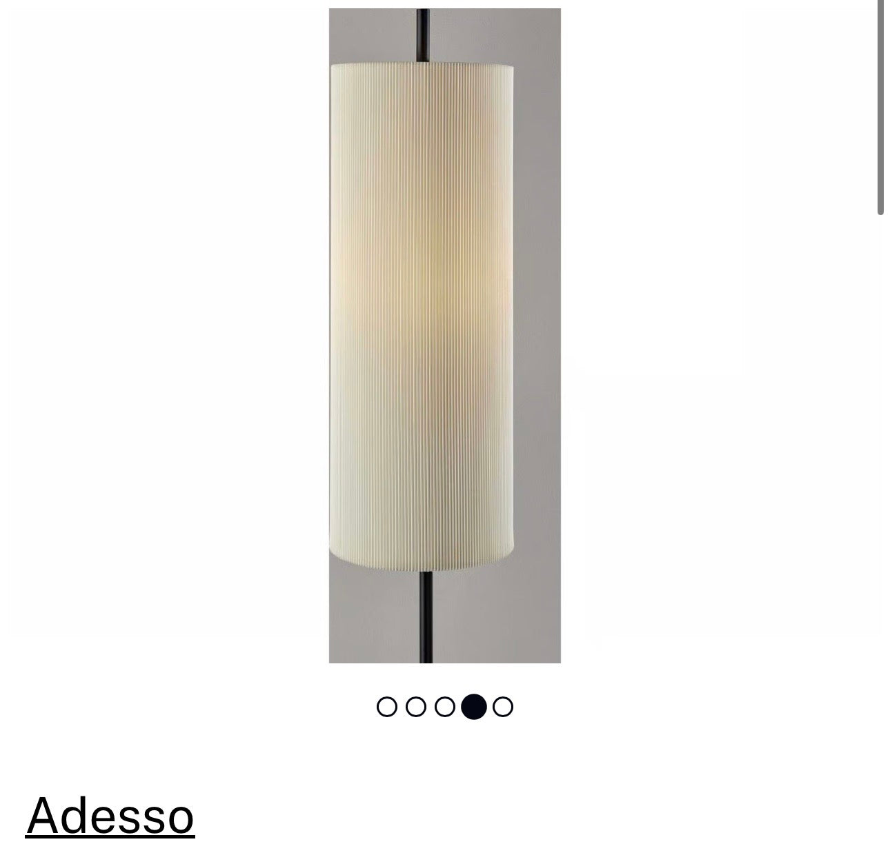 Adeso Eleanor Floor Lamp - Black w/ Off-White Pleated Shade