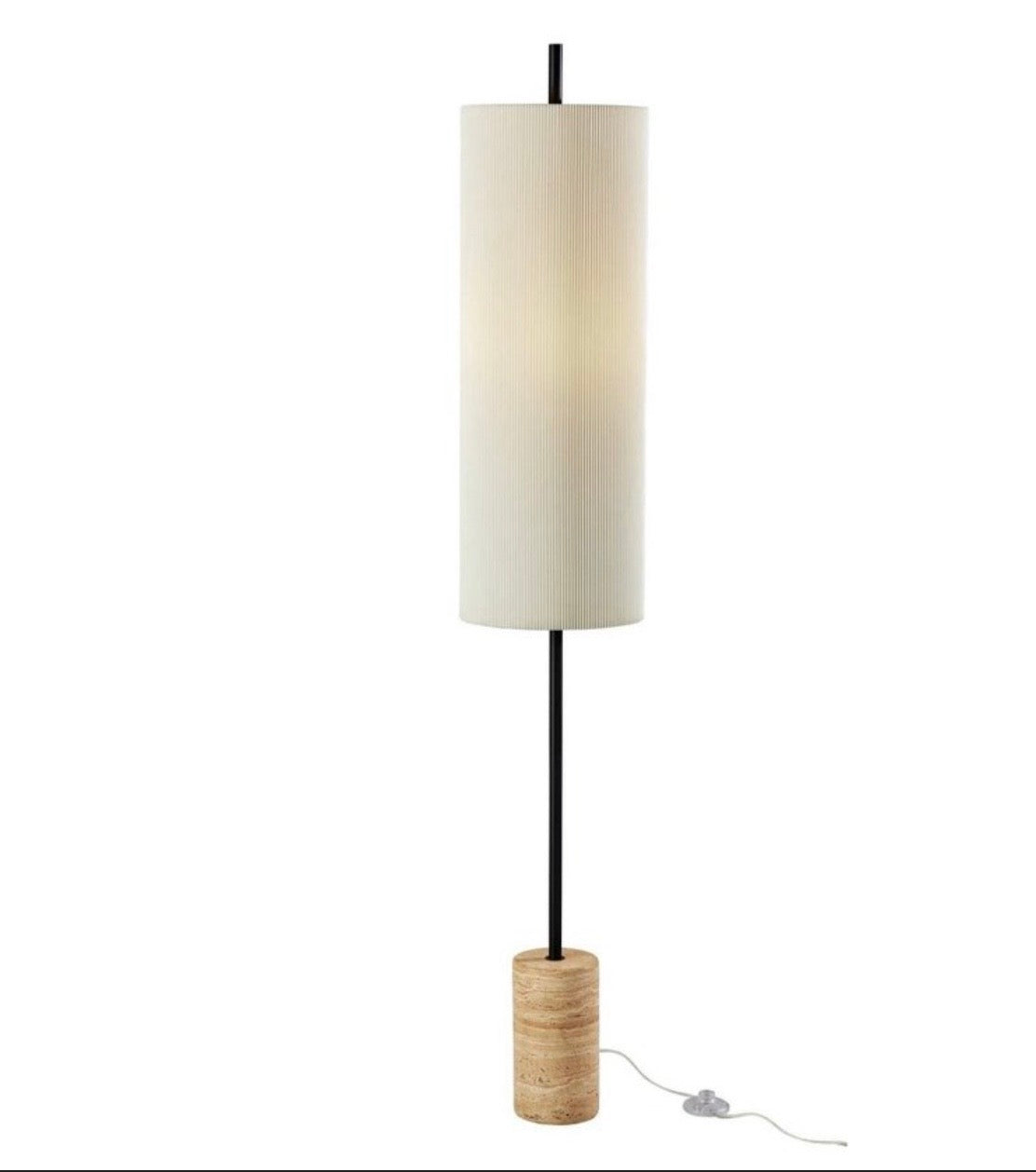 Adeso Eleanor Floor Lamp - Black w/ Off-White Pleated Shade