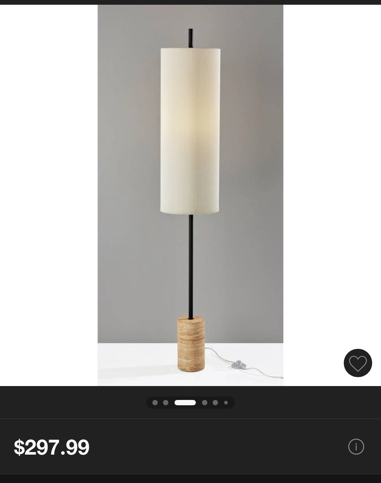 Adeso Eleanor Floor Lamp - Black w/ Off-White Pleated Shade