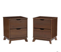 Powell Fordham Walnut Solid Wood Set of 2 Two Drawer Nightstands
