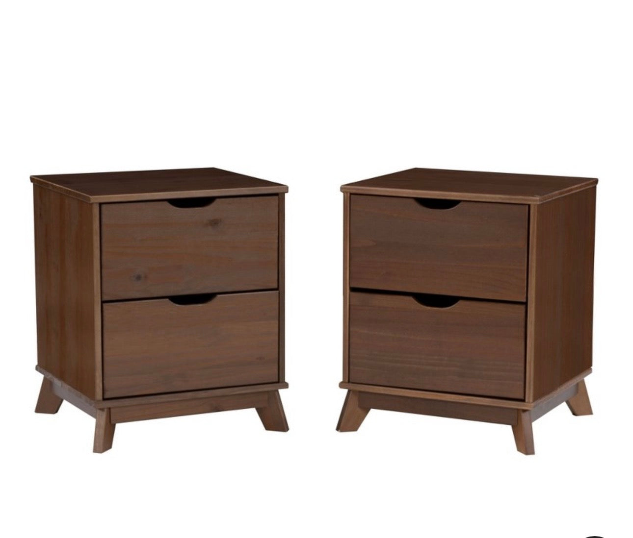 Powell Fordham Walnut Solid Wood Set of 2 Two Drawer Nightstands