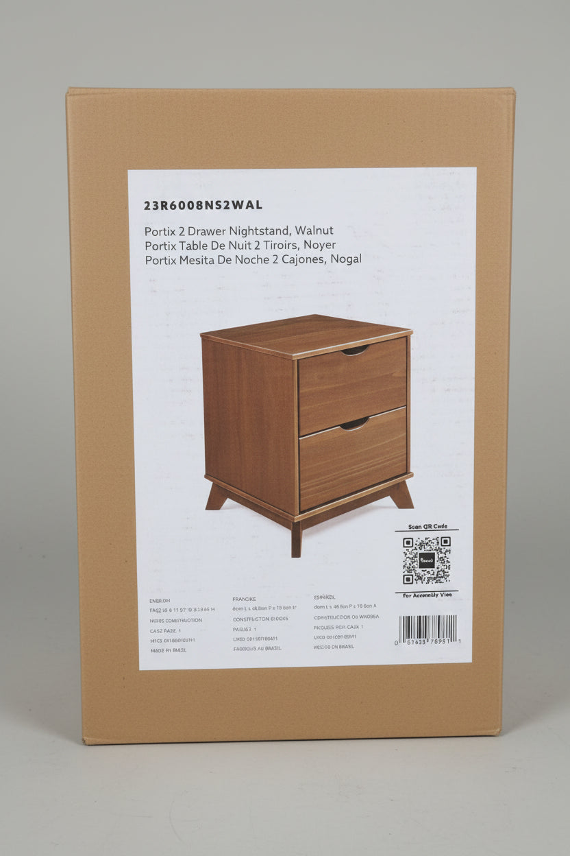 Powell Fordham Walnut Solid Wood Set of 2 Two Drawer Nightstands