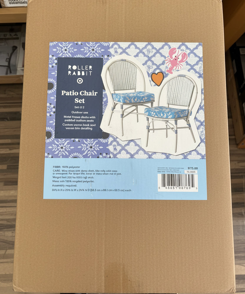 Roller Rabbit 2pk Floral Vines Patio Chairs - Blue