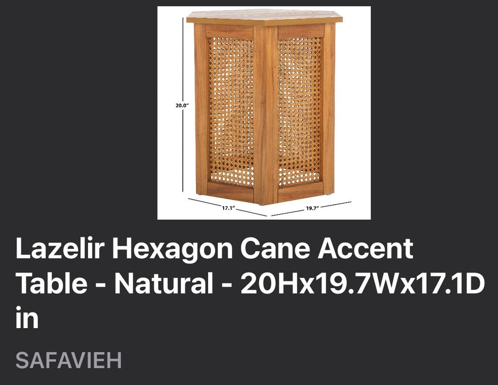 Safavieh Lazelir Hexagon Cane Accent Table - Natural