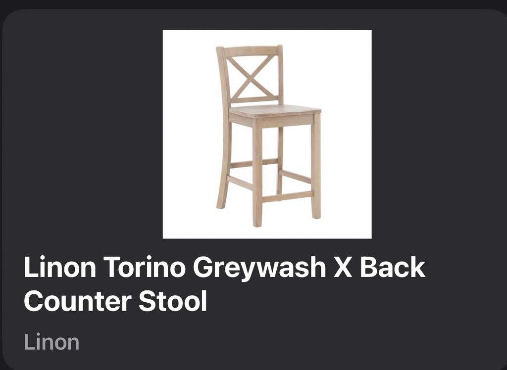 Linon Torino Greywash X Back Counter Stool