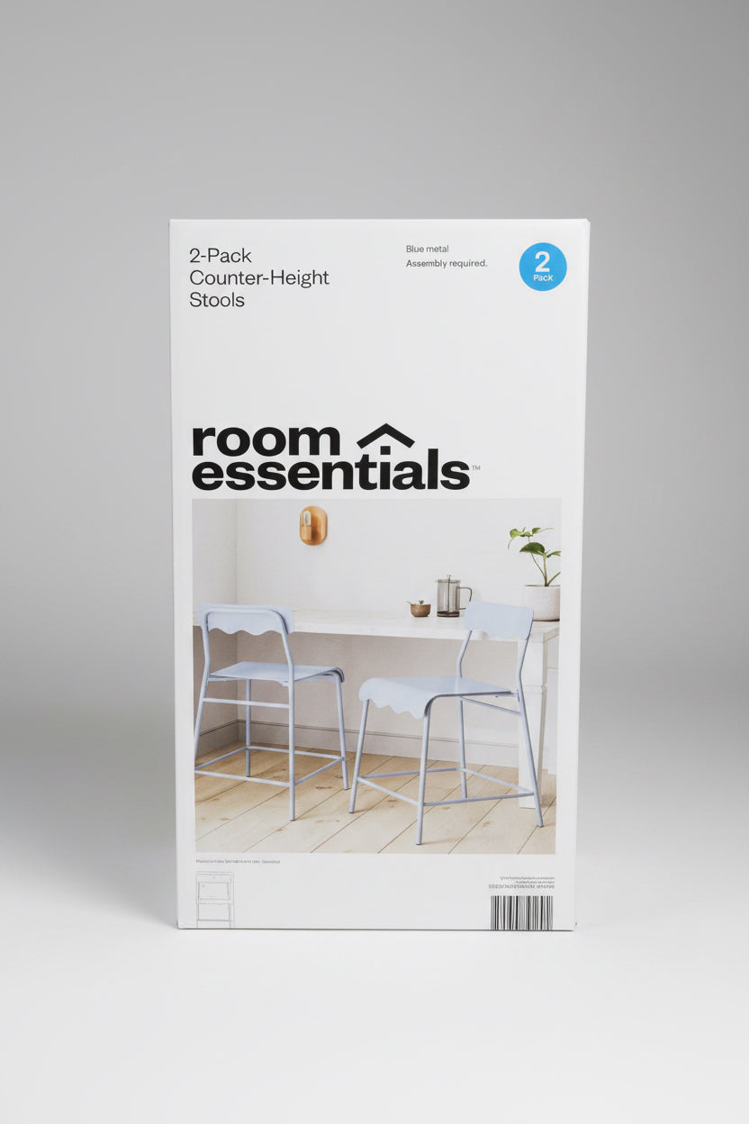 Room Essentials 2-Pack Blue Metal Counter-Height Stools
