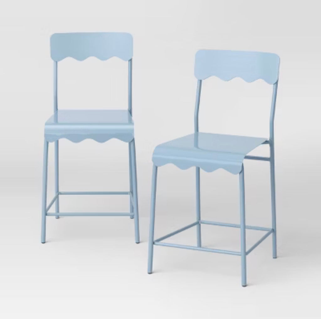 Room Essentials 2-Pack Blue Metal Counter-Height Stools