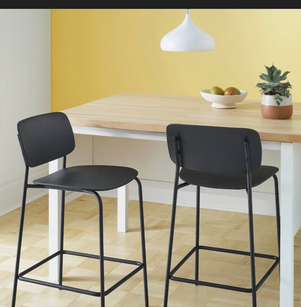 Set of 2 Black Metal Bar Stools
