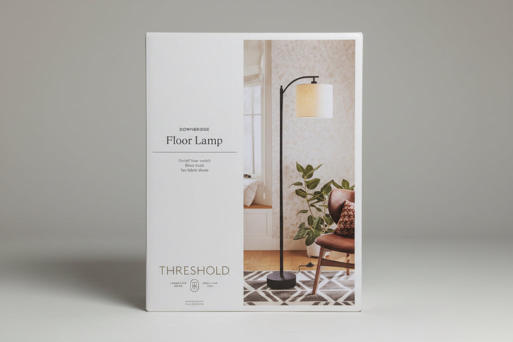 Threshold Downbridge Floor Lamp with Black/Tan Shade