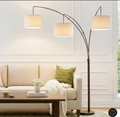 Threshold Arc Floor Lamp with 3 White Fabric Shades