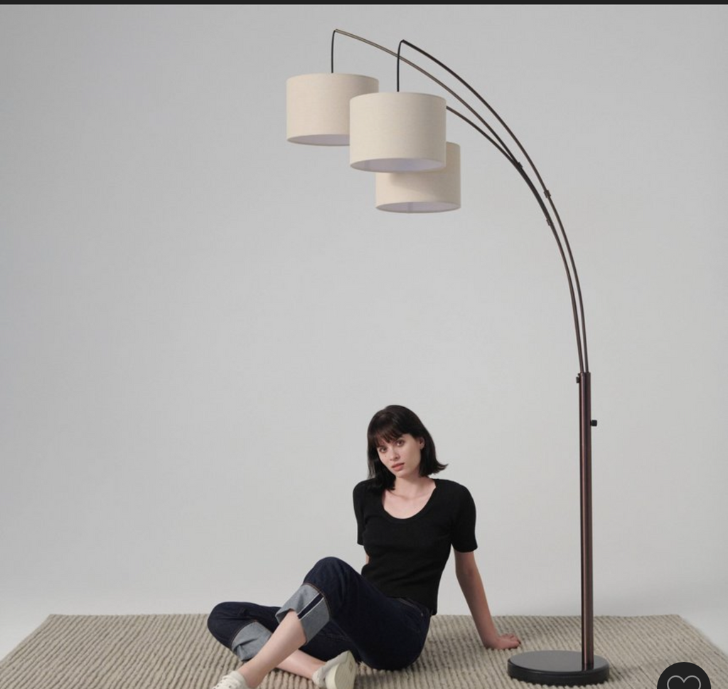 Threshold Arc Floor Lamp with 3 White Fabric Shades